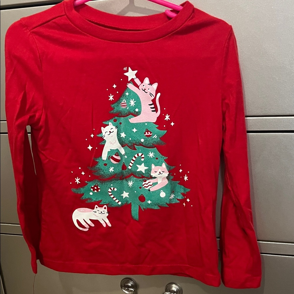 Carter's Red Holiday Cat Tree Long Sleeve Tee